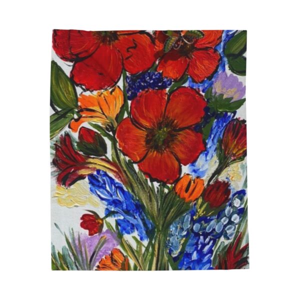 Field of Poppies Velveteen Plush Blanket - Image 2