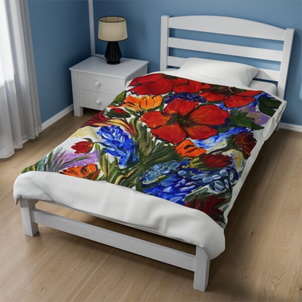 Field of Poppies Velveteen Plush Blanket - Image 4