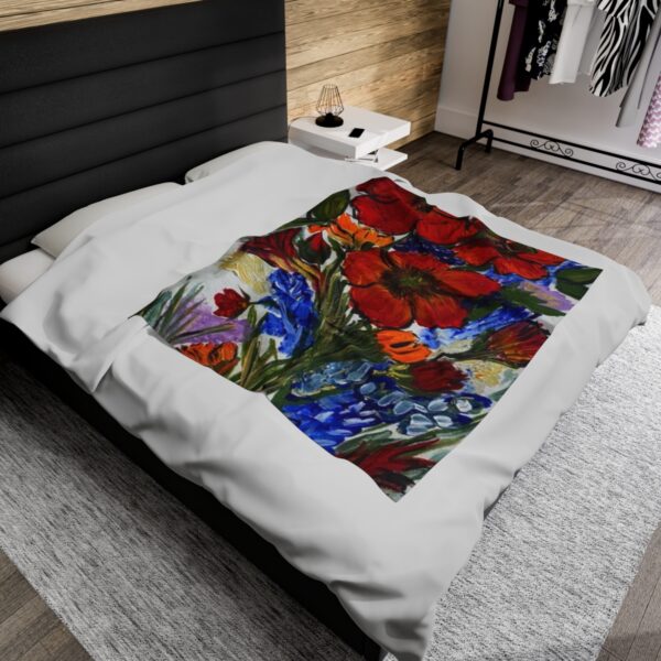 Field of Poppies Velveteen Plush Blanket - Image 5