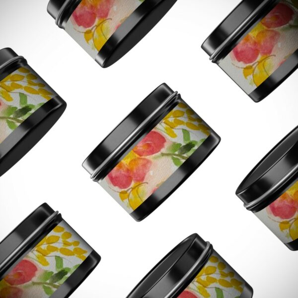 Watercolor Red Flowers Tin Candles - Image 14