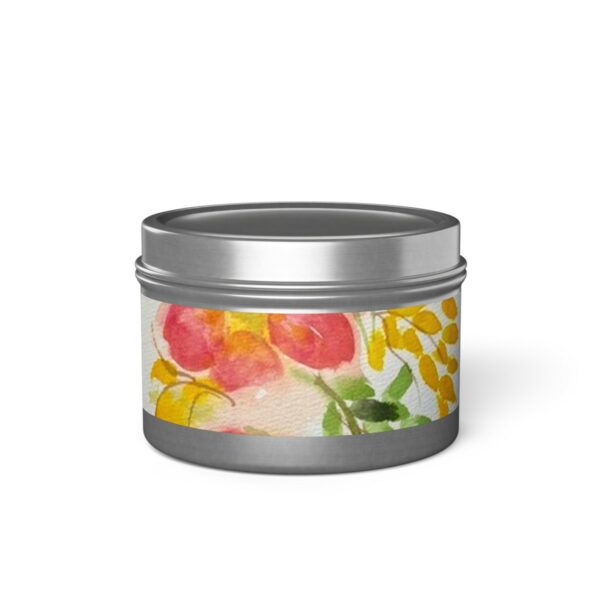 Watercolor Red Flowers Tin Candles