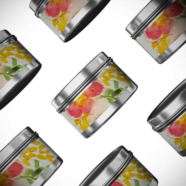 Watercolor Red Flowers Tin Candles - Image 70