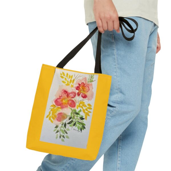 Watercolor Red Flowers Tote Bag (AOP) - Image 3