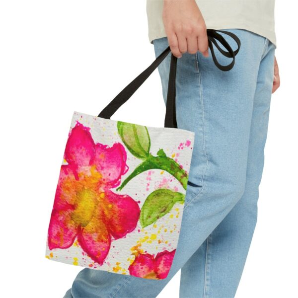 Watercolor Red Flowers Tote Bag (AOP) - Image 3