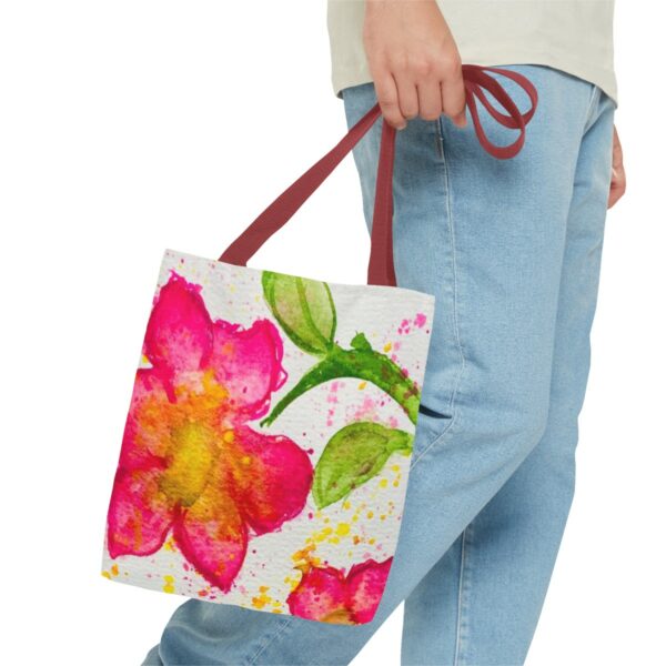 Watercolor Red Flowers Tote Bag (AOP) - Image 7