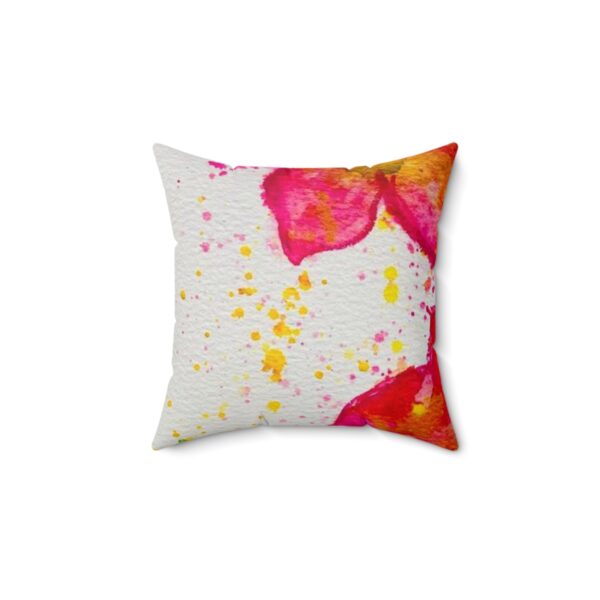 Watercolor Red Flowers Spun Polyester Square Pillow - Image 2