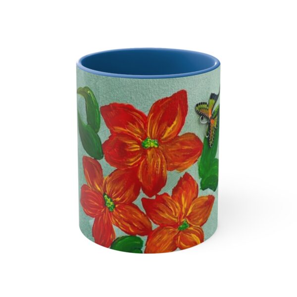 Watercolor Red Flowers Accent Coffee Mug, 11oz - Image 2