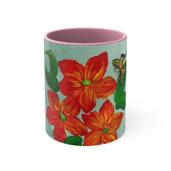 Watercolor Red Flowers Accent Coffee Mug, 11oz - Image 5