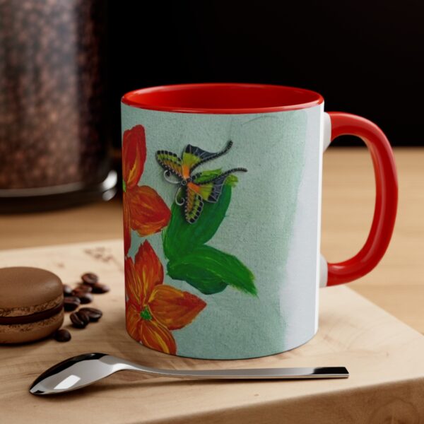 Watercolor Red Flowers Accent Coffee Mug, 11oz - Image 12