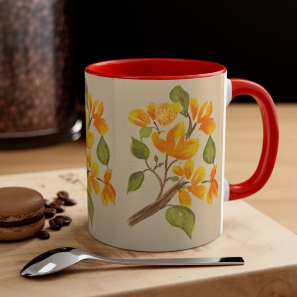 Watercolor Red Flowers Accent Coffee Mug, 11oz - Image 4