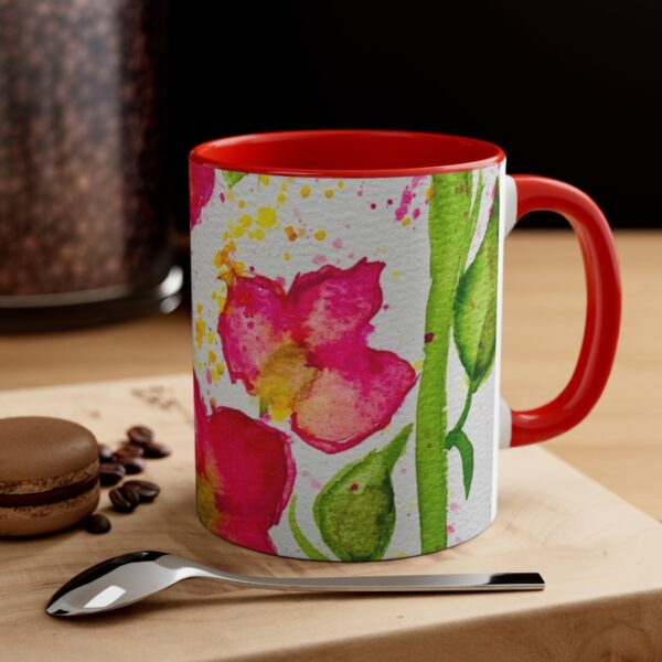 Watercolor Red Flowers - Accent Coffee Mug, 11oz