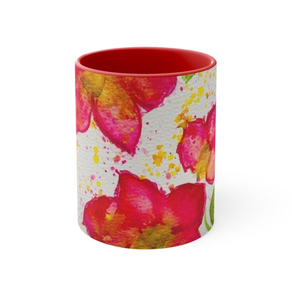 Watercolor Red Flowers - Accent Coffee Mug, 11oz - Image 2