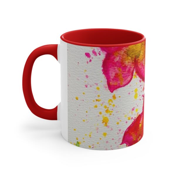 Watercolor Red Flowers - Accent Coffee Mug, 11oz - Image 3