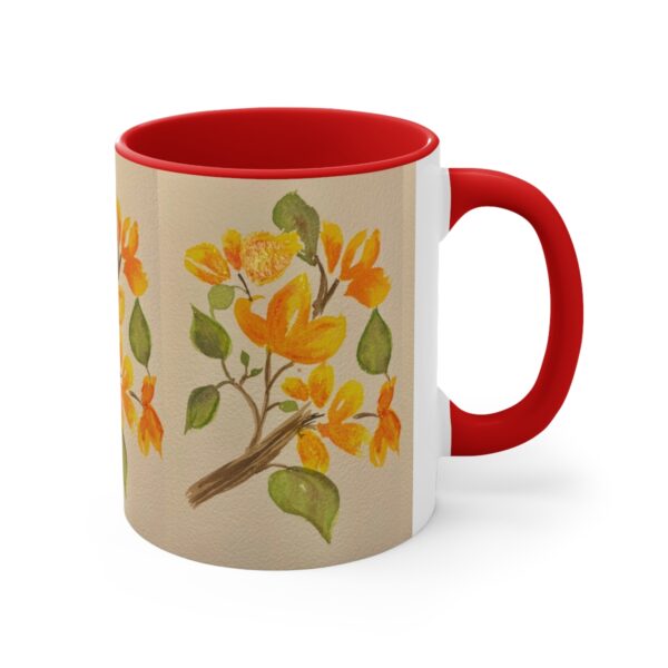 Watercolor Red Flowers Accent Coffee Mug, 11oz