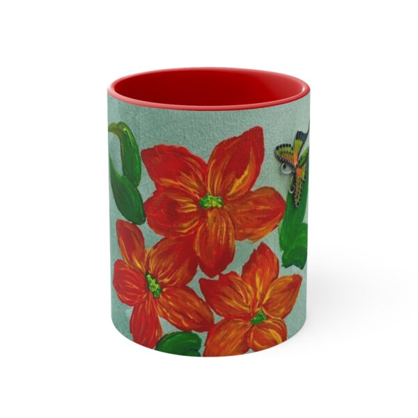 Watercolor Red Flowers Accent Coffee Mug, 11oz - Image 9