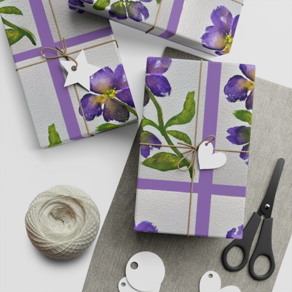 Violets Gift Wrapping Paper Sheets, 1pc - Image 2