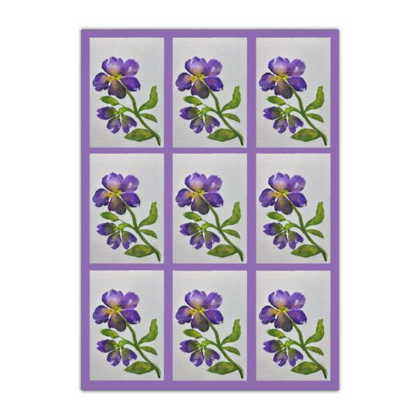 Violets Gift Wrapping Paper Sheets, 1pc