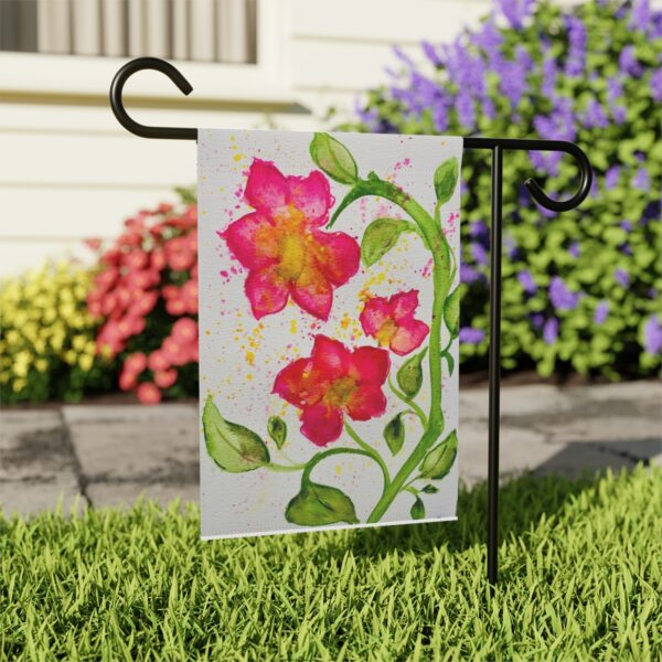 Watercolor Red Flowers Garden & House Banner - Image 5