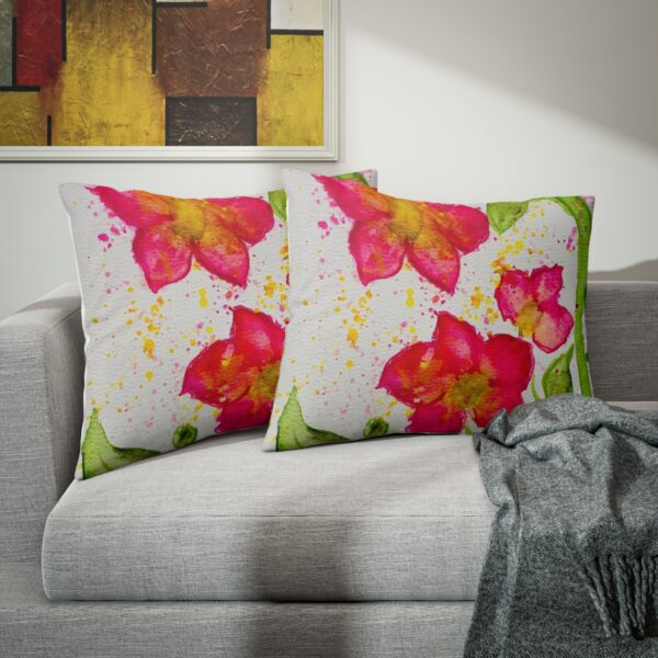 Watercolor Red Flowers Pillow Sham - Image 3