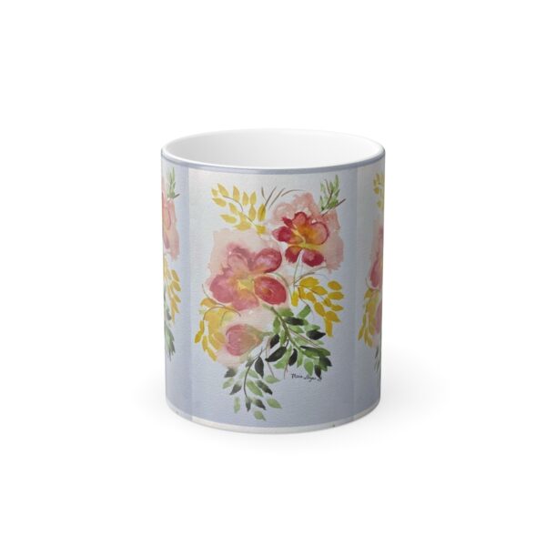 Watercolor Red Flowers Color Morphing Mug, 11oz - Image 2